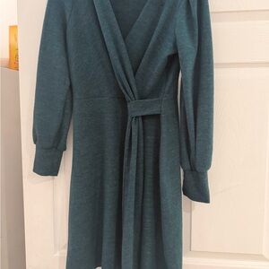 Kaileigh Teal Midi Wrap Dress